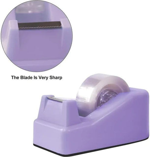 Purple Desktop Tape Dispenser, Weighted Non-Skid Base, Heavy Duty Cute Tape Dispenser for Office Packaging