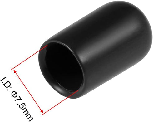 uxcell 50pcs Rubber End Caps, 7.5mm ID Vinyl Round Tube Bolt Cap Cover, Black, 0.3 inch