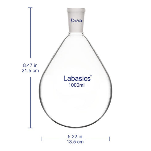 Borosilicate Glass Single Neck Recovery Flask, 1000 ml Rotary Evaporator Flask with 24/40 Outer Joint