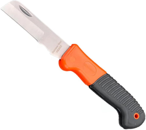 Edward Tools Electrician Straight Blade Knife - Lockback Folding Utility Knife, Stainless Steel for Cable Stripping,