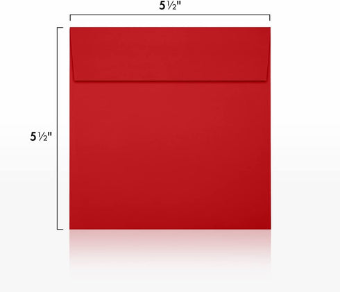 LUXPaper Square Invitation Envelopes, Peel & Press, 5 1/2" x 5 1/2", Ruby Red, 50 Qty