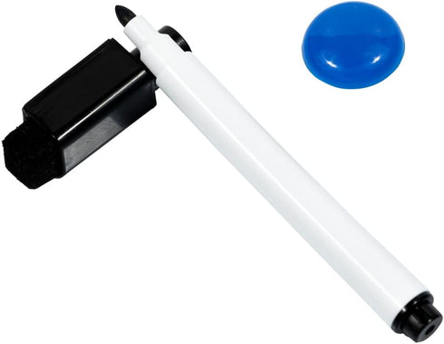JAM PAPER Magnetic Dry Erase Foam Boards 8 x 12 with Black Board Marker, Blue Border, Sold Individually