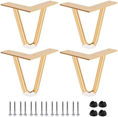Btowin 8 inch Hairpin Legs, 4Pcs Heavy Duty Metal Furniture Legs with Rubber