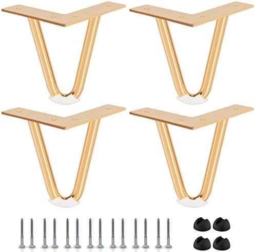 Btowin 8 inch Hairpin Legs, 4Pcs Heavy Duty Metal Furniture Legs with Rubber