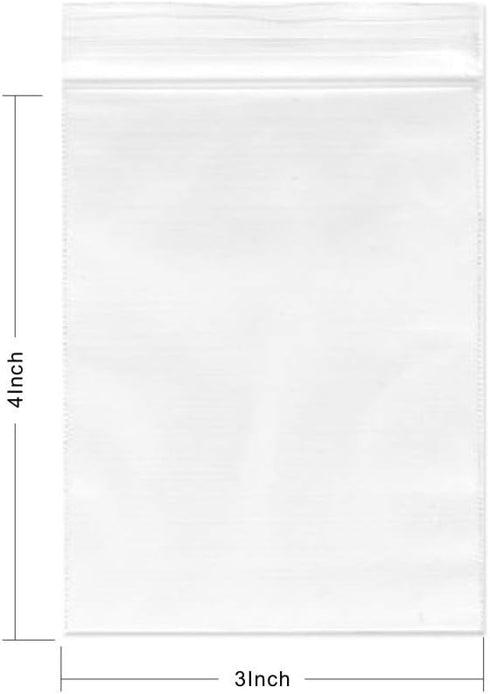200Pcs 3 x 4-inch Clear Reclosable Bags, 2Mil Plastic Storage Bags for Jewelry, Beads, Pill Cards