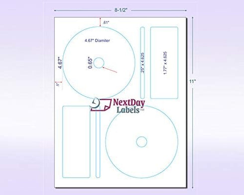 NextDayLabels Memorex CD/DVD Label, 2 Per Page (50 Labels / 25 Sheets)