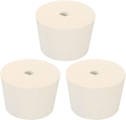 MECCANIXITY Rubber Tapered Plug White 38mm to 46mm with Hole Test Tubes Bungs Stopper for Lab Home, 3 Pieces