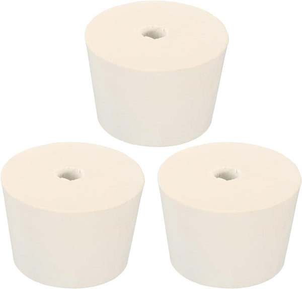 MECCANIXITY Rubber Tapered Plug White 38mm to 46mm with Hole Test Tubes Bungs Stopper for Lab Home, 3 Pieces