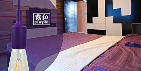 Lightingsky E26 1 Colorful Silicone Ceiling Lamp Holder DIY Textile Ceiling Light Cord Pendant Light Scoket (Purple