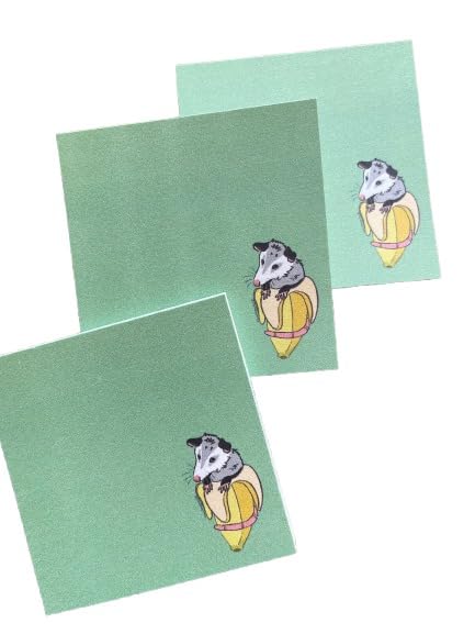 Sticky Notepad : Opossum Possum in Banana Notepad, Art, Stationary, Wildlife Lover,