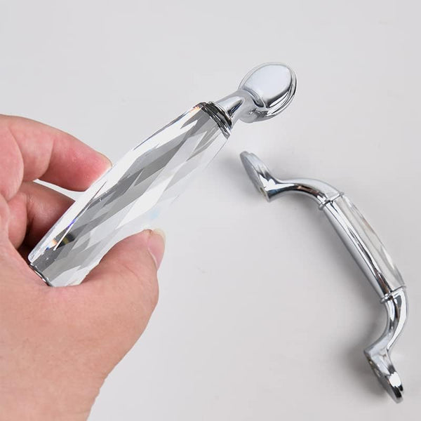 Generic 96MM) Southst Silver and Black Long Crystal Handle Bedside Dressing Table Zinc Alloy Handle Drawer Wardrobe