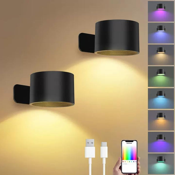 Lightess Smart LED Wall Sconces Set of 2, Dimmable Wall Mounted Lamp