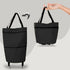 HOBBYIN Shopping Bag with Wheels, Grocery Cart with Hand Straps, Hand Pulling Utility Trolley Bags, Water-repellent