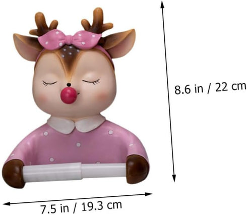 Holibanna Pink Cartoon Deer Toilet Paper Holder Wall-Mounted Bathroom Storage Rack Decorative Tissue Dispenser Suitable