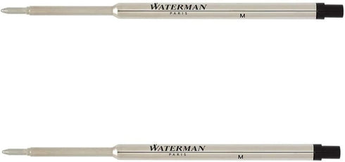 Waterman Black Medium Point Ballpoint Pen Refill, 2 Pack