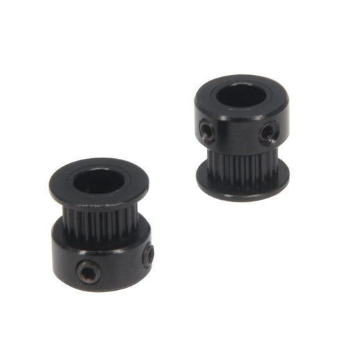 Zeberoxyz 10pcs GT2 Pulley Wheel Set, 20 Teeth 8mm Bore Black Aluminum Timing Belt Idler for 3D Printer