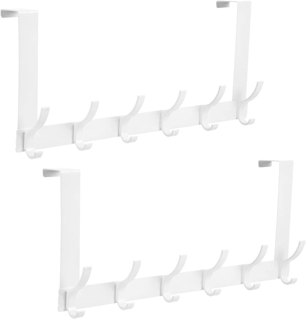 Over The Door Hooks, 2 Pack Hanger Hooks for Hanging, Towel Racks for Bathroom with 12 Coat Hooks