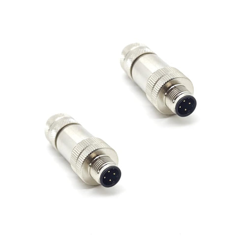 2Pcs M12 4 Pin Male Connector, D Code Straight Type Adapter for PG7/PG9 Cable IP67 Waterproof Shielding