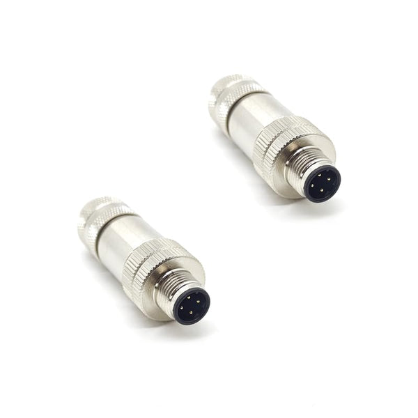 2Pcs M12 4 Pin Male Connector, D Code Straight Type Adapter for PG7/PG9 Cable IP67 Waterproof Shielding