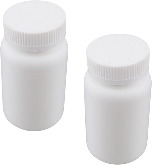Othmro 2pcs PE Plastic Lab Chemical Reagent Bottles, 200ml/6.8oz Wide Mouth Round Sample Storage Container White