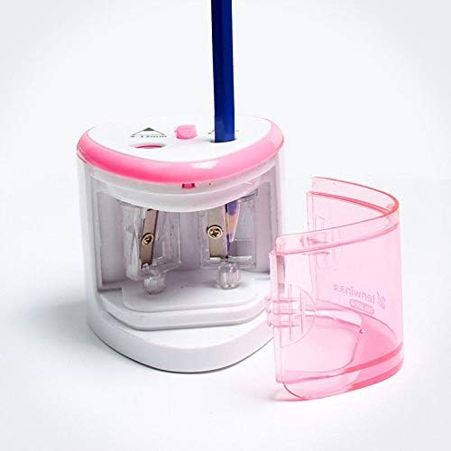 Electric Pencil Sharpener BE-TOOL, 2 Holes Automatic Desk Cutter, Battery Operated, Pink for Kids School