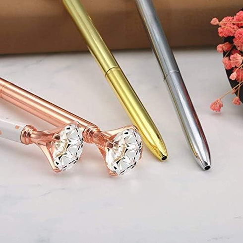 Heidi 8PCS Crystal Diamond Ballpoint Pens, Rhinestone Black Ink Metal Sign Pen for School Office Supplies