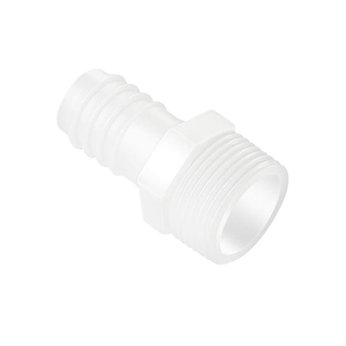 Quickun Plastic Hose Barb Fitting, 5/8" Barb to 3/4" Male Thread White Adapter Union Fitting (Pack of 5)