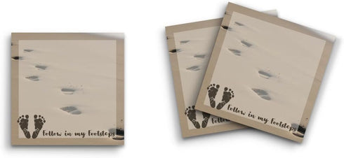 Sticky Notes 12 Pack, Follow in My Footsteps Beach Footprints, 3"x3" 50 Sheets Per Pad, Cute Funny Memo Note Pads