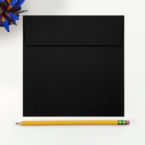 LUXPaper Square Invitation Envelopes | 6 1/4" x 6 1/4" | Black Linen | Peel & Press | 80lb. Text | 50 Qty