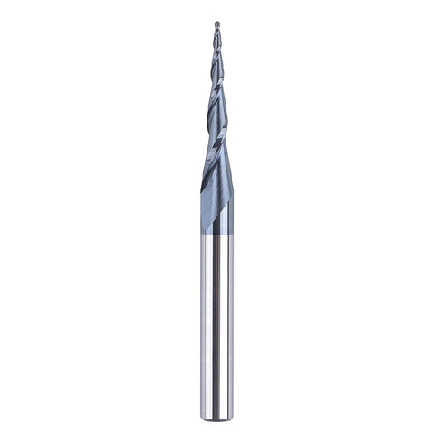 SpeTool Tapered Ball Nose Spiral Router Bit, 1.0mm Tip Diameter (0.5mm Radius) 4.82 Deg for CNC Milling Engraver