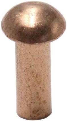 Biaungdo 1/8" Diameter Copper Round Head Solid Rivets Fasteners, 100 pcs, 5/16" L Shank