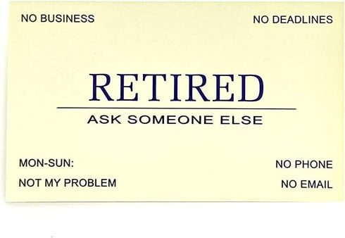 RXBC2011 Funny Retirement Gift Business Cards (Pack of 50) with Gold Stainless Steel Case for Retired Men Women