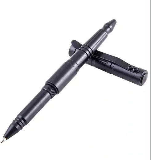 Tactical Black Pen with Glass Breaker, 2 Parker Ink Refills, Self Defense Writing Pen