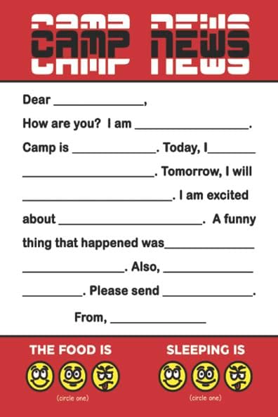 Camp News Fill in the Blank Stationery Set