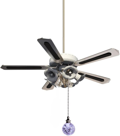 Crystal Ceiling Fan Pull Chains 54cm Purple Round Glass Ice Cracked Beaded