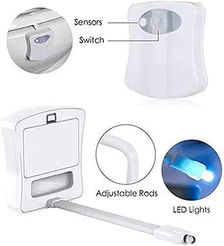 BSASHF Commode (8 1 Pack) Color Changing Toilet Night Light - Motion Sensor LED, UV Activated, Smart Light Night Lamp