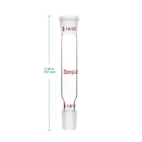 stonylab Glass Straight Connecting Adapter, 90mm from 19/22 Outer Joint to 19/22 Inner Joint for Laboratory Lab Supply, Borosilicate Glass