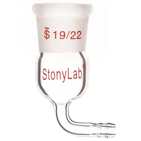 stonylab Borosilicate Glass 90 Degree Vacuum/Inert Gas Adapter, 19/22 Outer Joint for Laboratory Supply