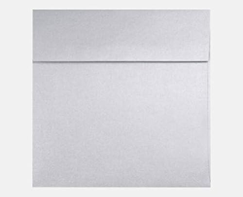 LUXPaper Silver Metallic Square Invitation Envelopes | Peel & Press | 3 1/4" x 3 1/4" | 80lb. Text | 50 Qty