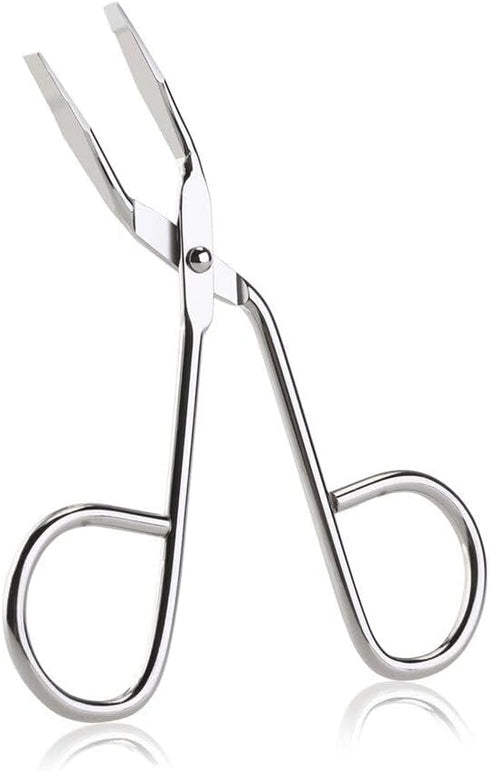 Seadiquiet Silver Stainless Steel Eyebrow Scissors Tweezers,Elbow Pliers Clip Scissors,Flat Tip Tweezers Hair