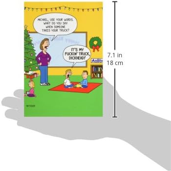NobleWorks Funny Christmas Card with 5 x 7 Inch Envelope - Merry Christmas Holiday F'in Dickhead 1533