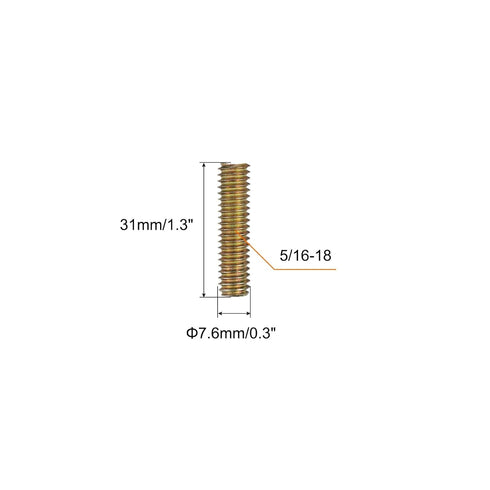 uxcell 8pcs Fully Threaded Rods - 5/16x1-1/4 Carbon Steel Long Threaded Screws for Furniture