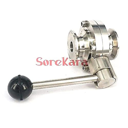 DIYNoLab 3/4" 19mm SS304 1.5" Stainless Steel Sanitary Tri Clamp Butterfly Valve Brew Beer Dairy Product