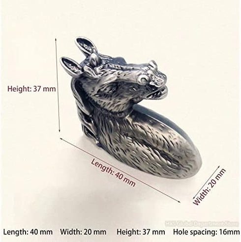 Frolahouse 2 Sets Drawer Knobs, Zinc Alloy Handle Horse Head Pull Cupboard Pulls, for Bedside Cabinets Home or Office