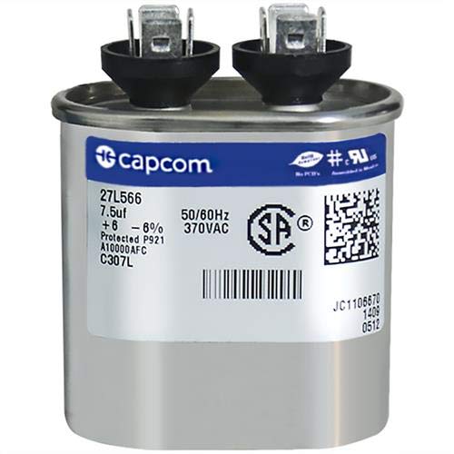Genteq GE Capacitor Oval 7.5 uf MFD 370 Volt, Replaces Old GE# 97F9001