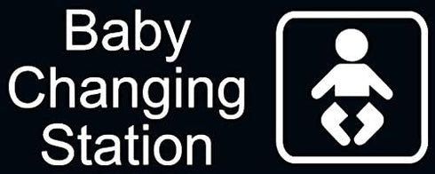 New Baby Changing Station Sign - 8 x 3 in with English and Symbol, Black for Men, Women, Unisex