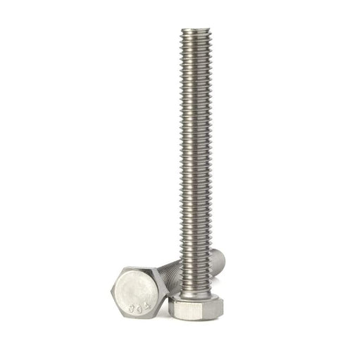 1/2-13 x 2-1/2" Hex Head Screw Bolt - Fully Threaded, Stainless Steel 18-8 (304), Quantity 4