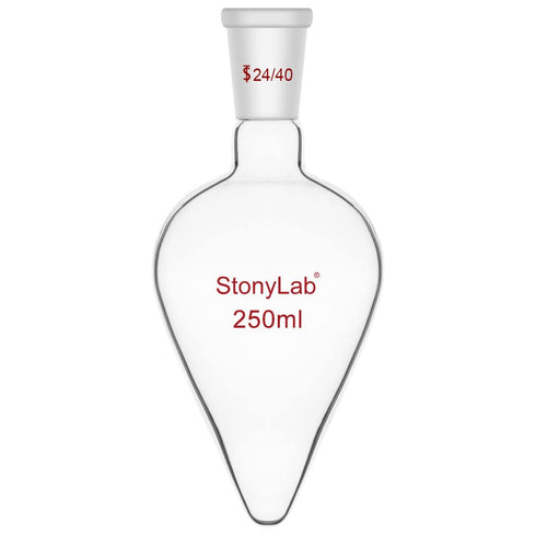 Stonylab Recovery Flask, Heavy Wall Single Neck Borosilicate Glass Rotary Evaporator Flask, 250 ml Pear-Shaped