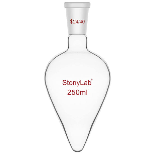 Stonylab Recovery Flask, Heavy Wall Single Neck Borosilicate Glass Rotary Evaporator Flask, 250 ml Pear-Shaped