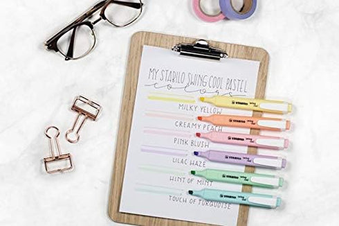 STABILO Highlighter Swing Cool, Deskset of 18, Assorted Colors, 8 Neon & 10 Pastel